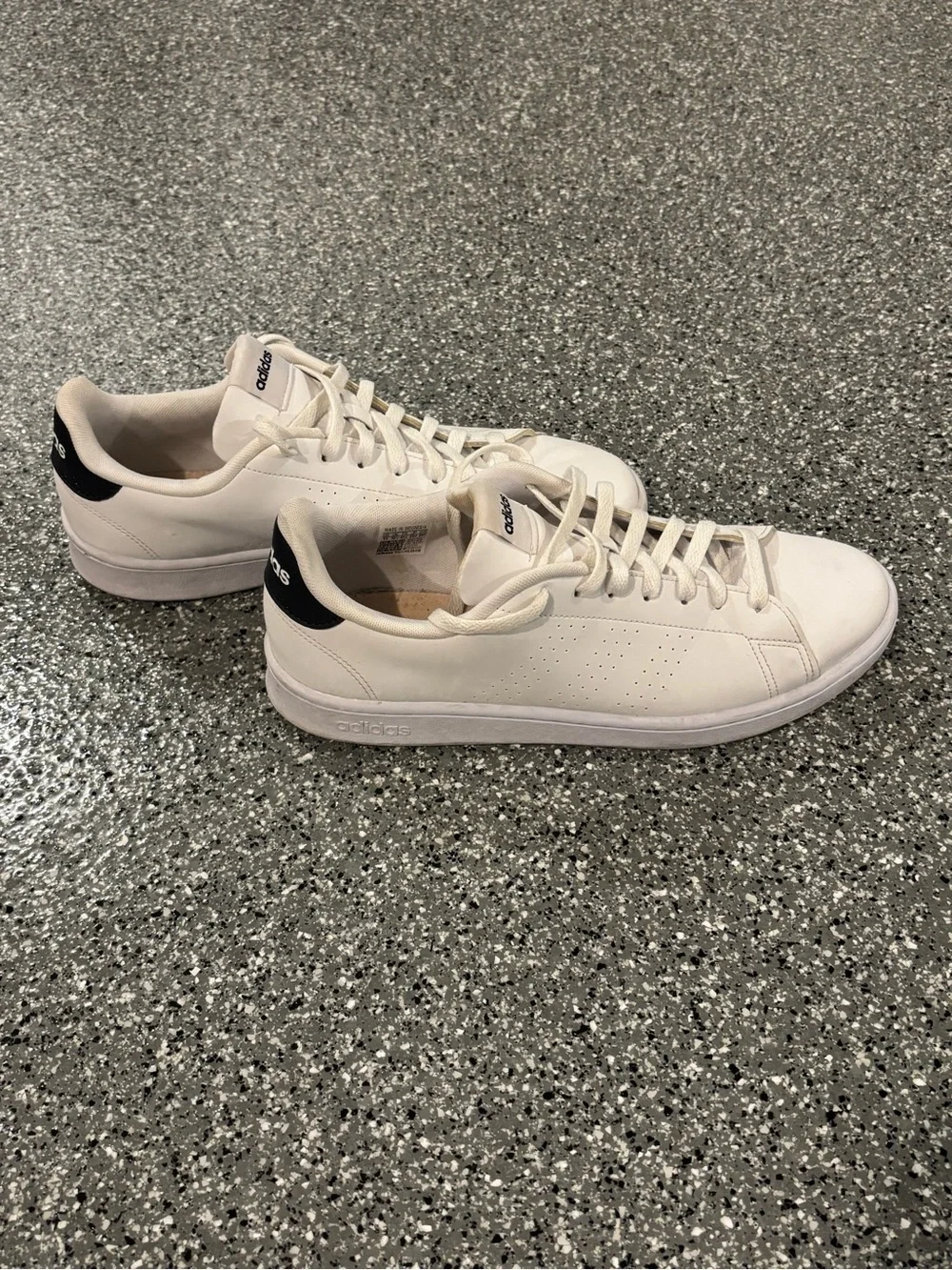 adidas Advantage White Sneakers with Black Heel Tab